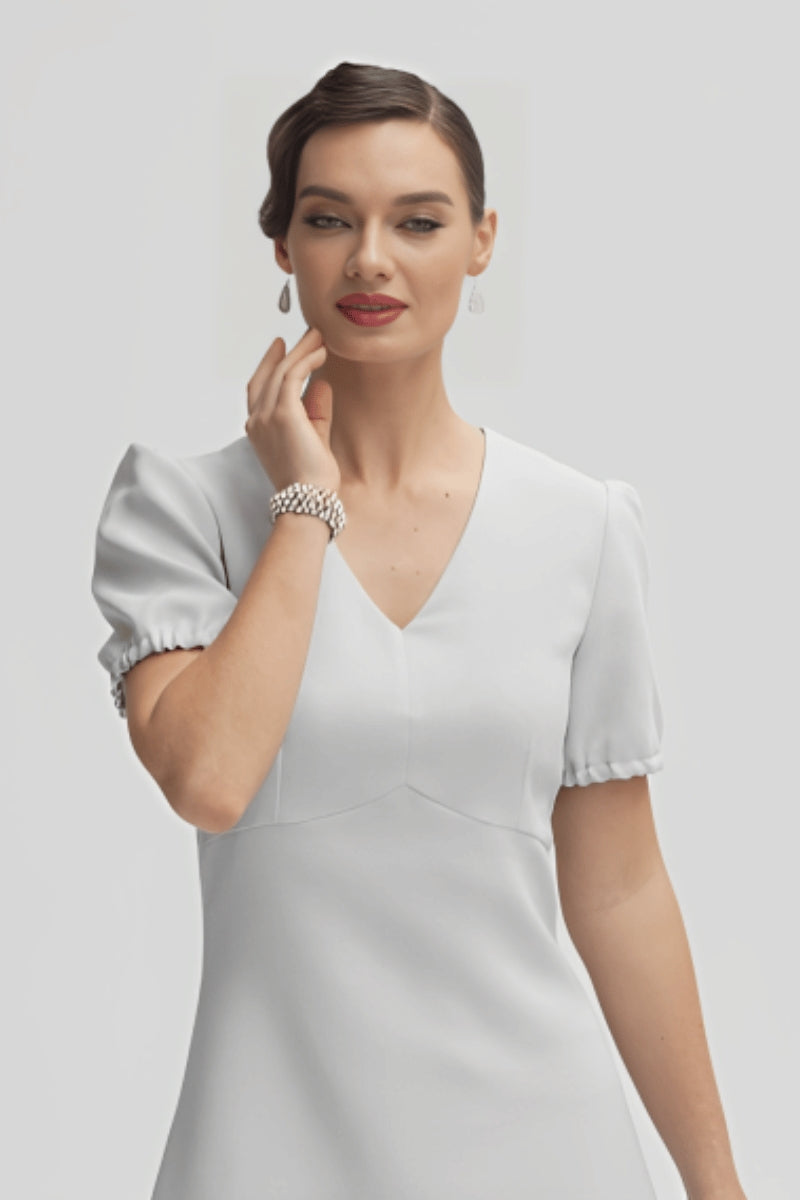 Silver Grey Graceful Ruched Sleeve Tunic
